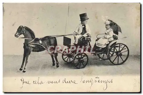 Cartes postales Enfants Cheval Caleche