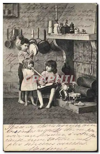 Cartes postales Enfants Trompette Guitare