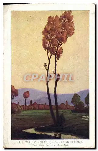 Cartes postales Fantaisie Illustrateur Hansi Alsace Les deux arbres