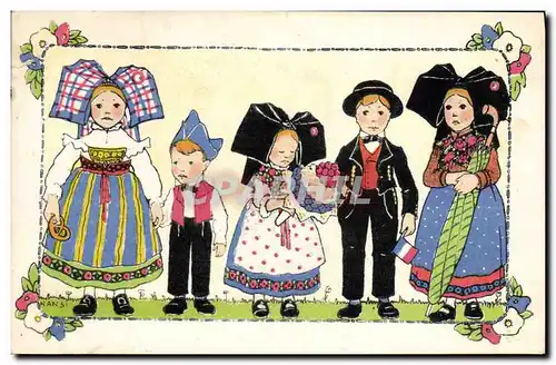 Cartes postales Fantaisie Illustrateur Hansi Alsace Enfants