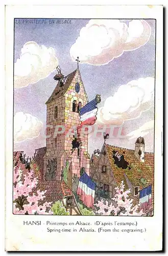 Cartes postales Fantaisie Illustrateur Hansi Alsace Printemps en Alsace