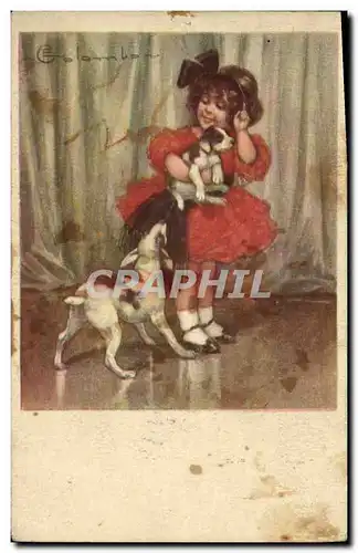 Cartes postales Fantaisie Illustrateur Colombo Enfant Chien