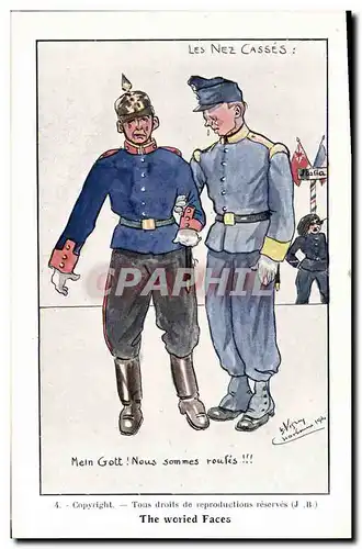 Ansichtskarte AK Fantaisie Illustrateur Les nez casses Militaria