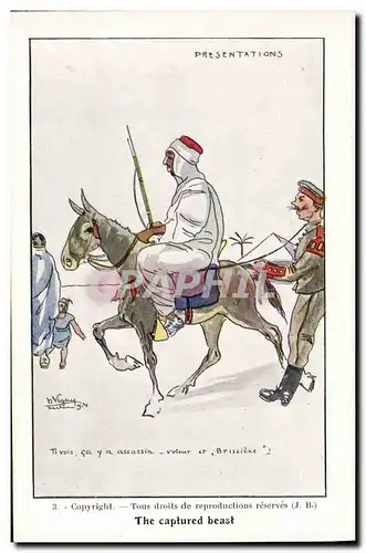 Ansichtskarte AK Fantaisie Illustrateur Presentations Ane mule Militaria