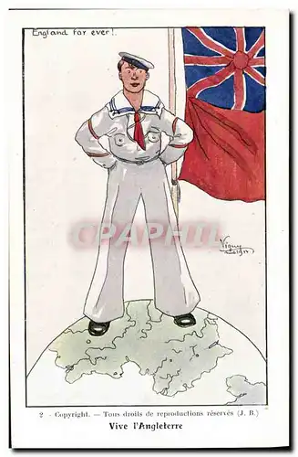Ansichtskarte AK Fantaisie Illustrateur Vive l&#39Angleterre Marin Militaria