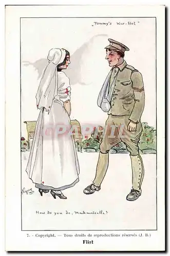 Cartes postales Fantaisie Illustrateur Flirt Infirmiere Militaria