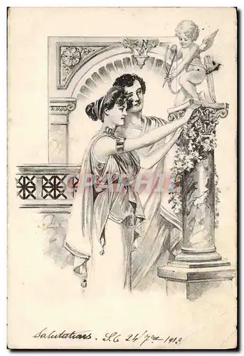 Cartes postales Fantaisie Illustrateur Femme ange