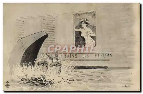 Cartes postales Fantaisie Illustrateur Femme Bains des fleurs