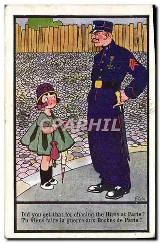 Ansichtskarte AK Fantaisie Illustrateur Police Policier Enfant