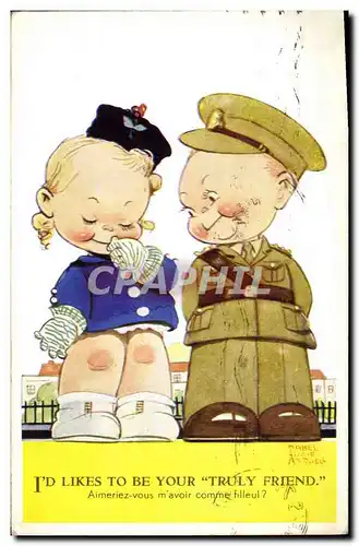 Cartes postales Fantaisie Illustrateur Enfants Militaria