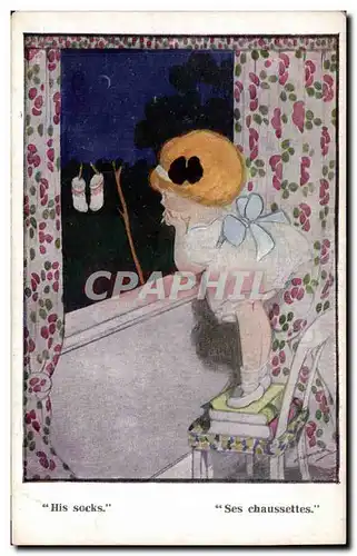 Ansichtskarte AK Fantaisie Illustrateur Enfant His socks