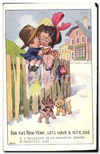 Cartes postales Fantaisie Illustrateur Right Enfants Chien
