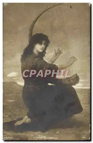 Cartes postales Femme Harpe Sichel