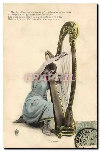 Cartes postales Femme Harpe Lakme