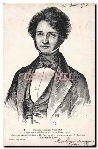 Cartes postales Hector Berlioz en 1839 Centenaire Grenoble Concours musical