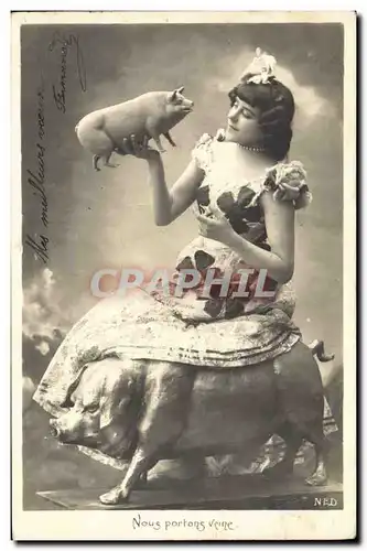 Cartes postales Cochon Porc Femme nous portons veine