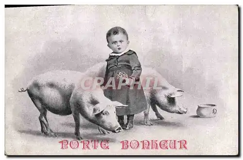 Ansichtskarte AK Cochon Porc Enfant