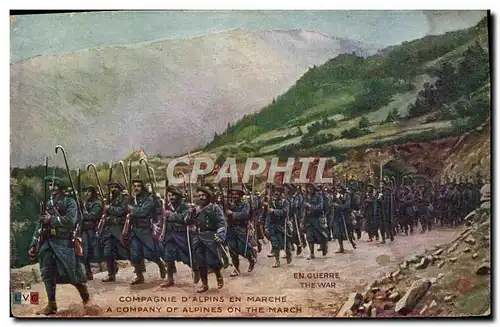 Ansichtskarte AK Militaria Chasseurs alpins Compagnie d&#39alpins en marche