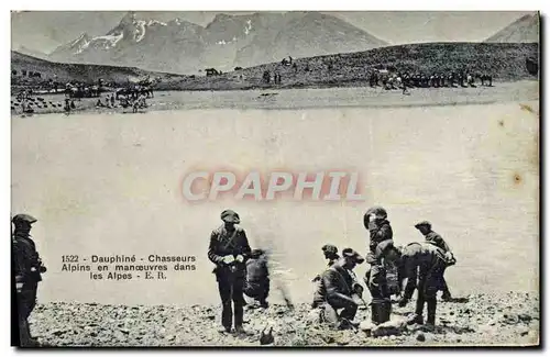 Cartes postales Militaria Chasseurs alpins en manoeuvres dans les Alpes Dauphine