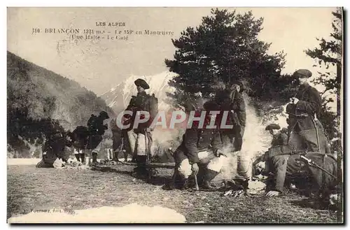 Ansichtskarte AK Militaria Chasseurs alpins Les Alpes Briancon Le 159eme en manoeuvre Une halte le cafe
