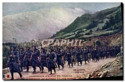 Ansichtskarte AK Militaria Chasseurs alpins Compagnie d&#39alpins en marche