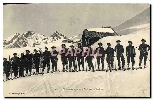 Ansichtskarte AK Militaria Chasseurs alpins Skieurs militaires Ski