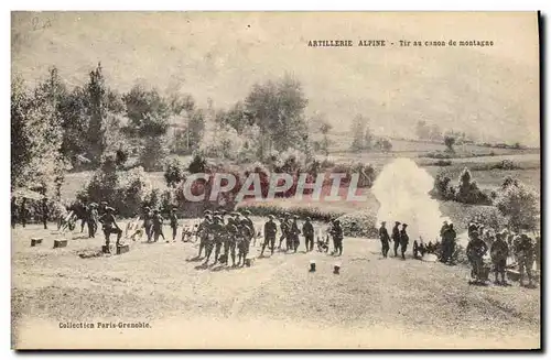 Cartes postales Militaria Chasseurs alpins Tir au canon de montagne