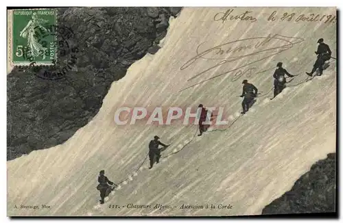 Cartes postales Militaria Chasseurs alpins Ascension a la corde
