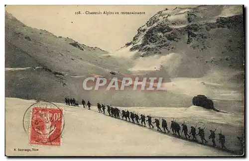 Cartes postales Militaria Chasseurs alpins en reconnaissance