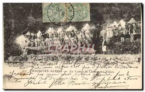 Cartes postales Militaria Chasseurs alpins Le camp du Champs des Villes