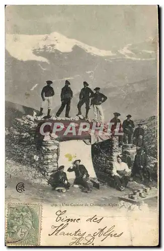 Cartes postales Militaria Chasseurs alpins Une cuisine