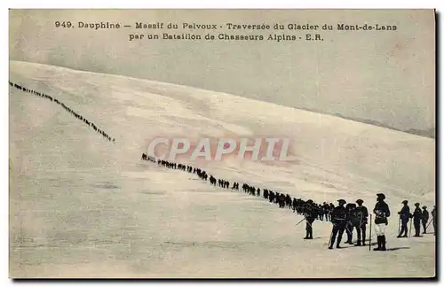 Cartes postales Militaria Chasseurs alpins Dauphine Massif du Pelvoux Traversee du glacier du Mont de Lans par u