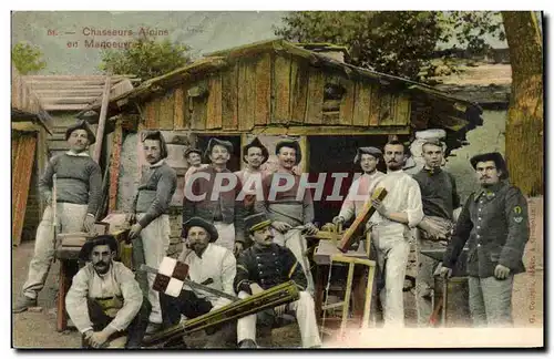 Cartes postales Militaria Chasseurs alpins en manoeuvres