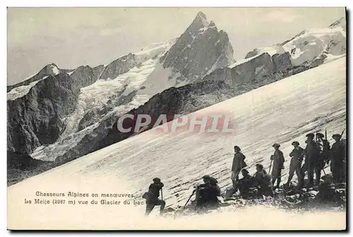 Ansichtskarte AK Militaria Chasseurs alpins en manoeuvres La Meije vue du glacier du Lac