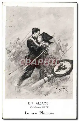 Ansichtskarte AK Militaria En Alsace Georges Scott L&#39Illustration Le vrai plebiscite