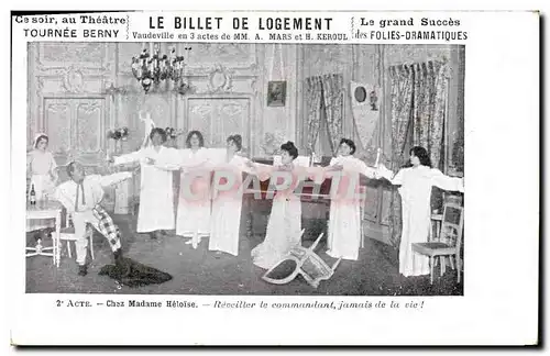 Cartes postales Theatre Le billet de logement Mars Keroul Tournee Berny Chez Madame Heloise