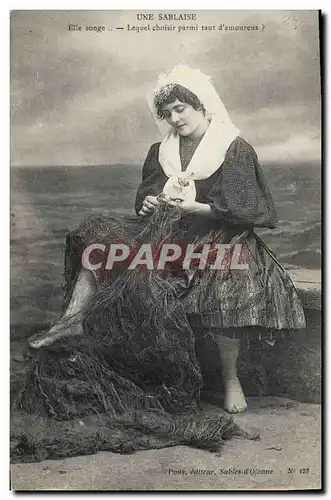 Ansichtskarte AK Folklore Une Sablaise Elle songe