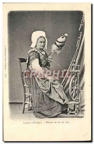 Ansichtskarte AK Folklore Lucon Vendee Fileuse de lin en 1865