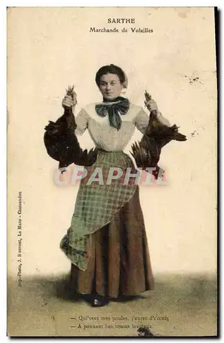 Cartes postales Folklore Sarthe Marchande de volailles