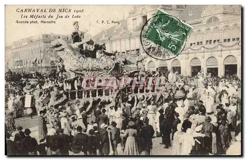 Cartes postales Carnaval de Nice 1908 Les mefaits du jeu de loto
