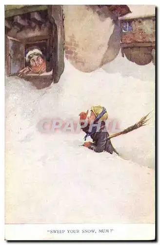 Cartes postales Fantaisie Illustrateur Enfants Dans la neige