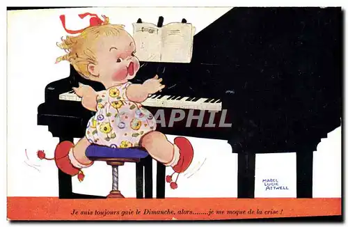 Cartes postales Fantaisie Illustrateur Mabel Lucie Attwell Piano