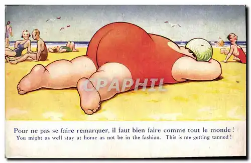 Ansichtskarte AK Fantaisie Illustrateur Femme forte a la plage