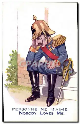 Ansichtskarte AK Fantaisie Illustrateur Personne ne m&#39aime Militaria