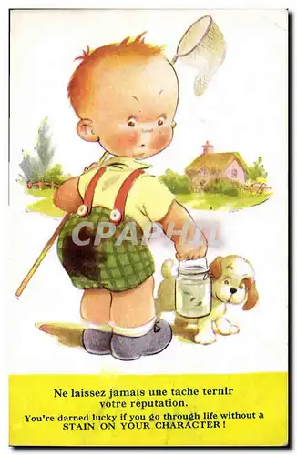 Cartes postales Fantaisie Illustrateur Enfant Chien