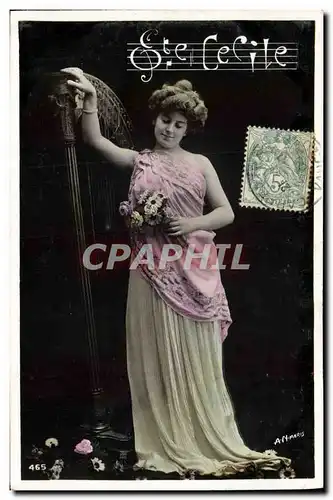 Cartes postales Femme Sainte Cecile Harpe