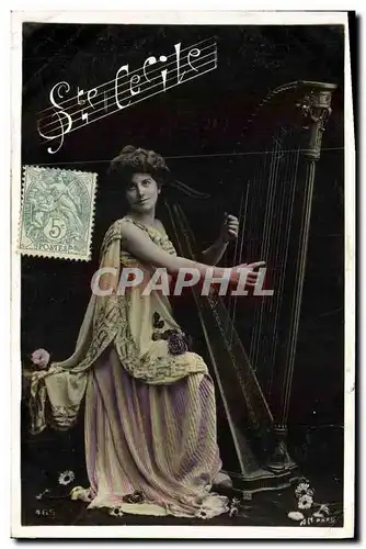 Cartes postales Femme Sainte Cecile Harpe