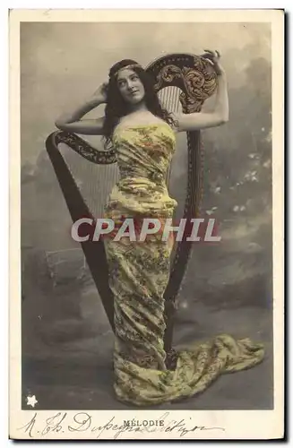 Cartes postales Femme Harpe Melodie