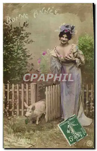 Cartes postales Cochon Porc Femme