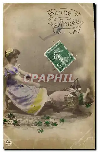 Cartes postales Cochon Porc Femme Bonne annee